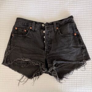 Levi's Black High Waist Distressed Shorts